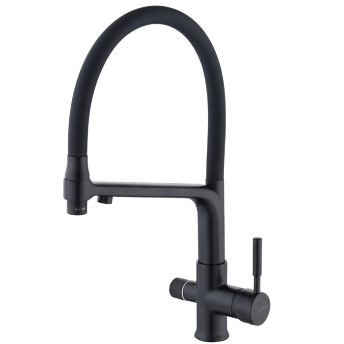 Robinet cuisine osmose flexible 3 voies noir CALIGARUM COAL image