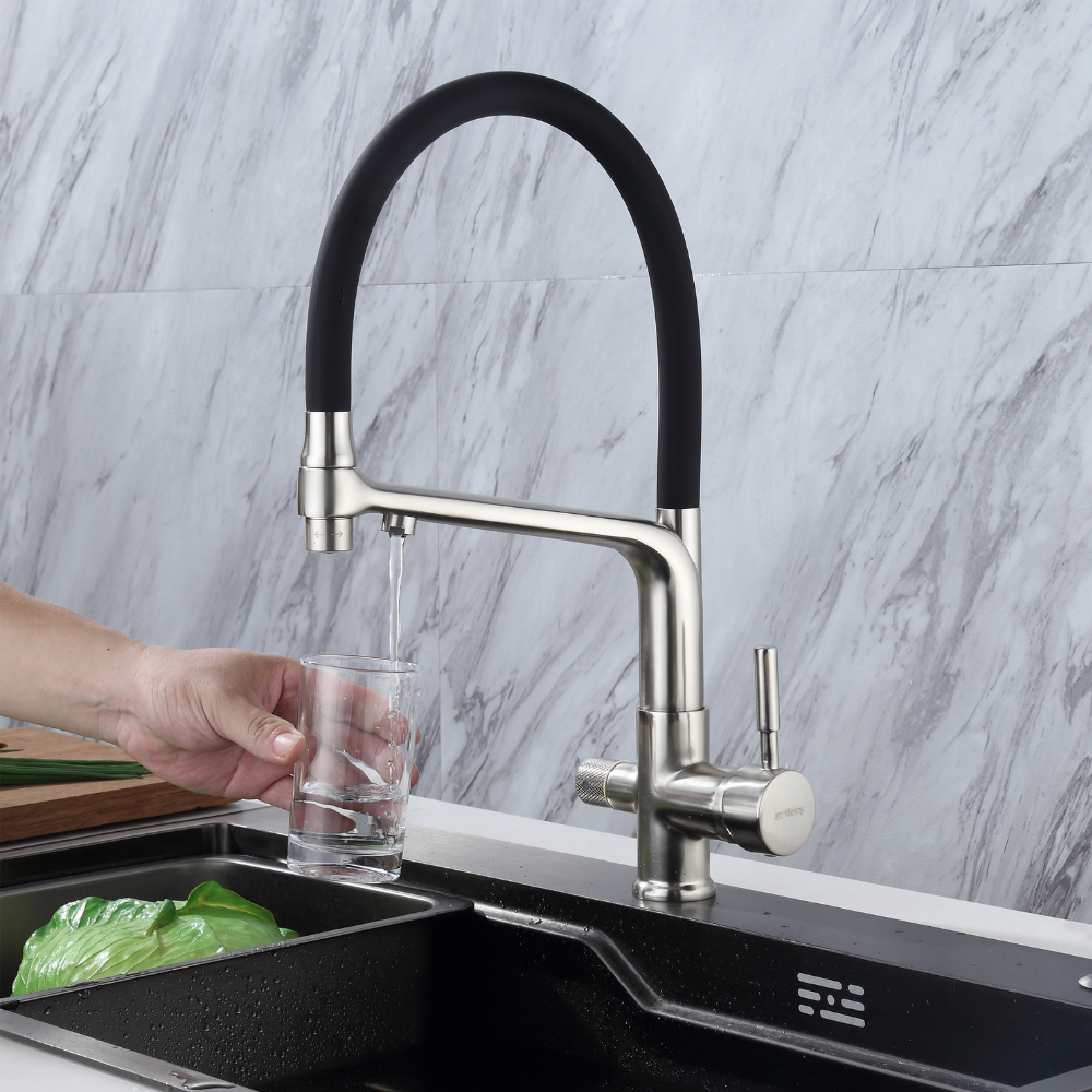 Robinet de cuisine 3 voies pour osmose inverse avec eau filtrée